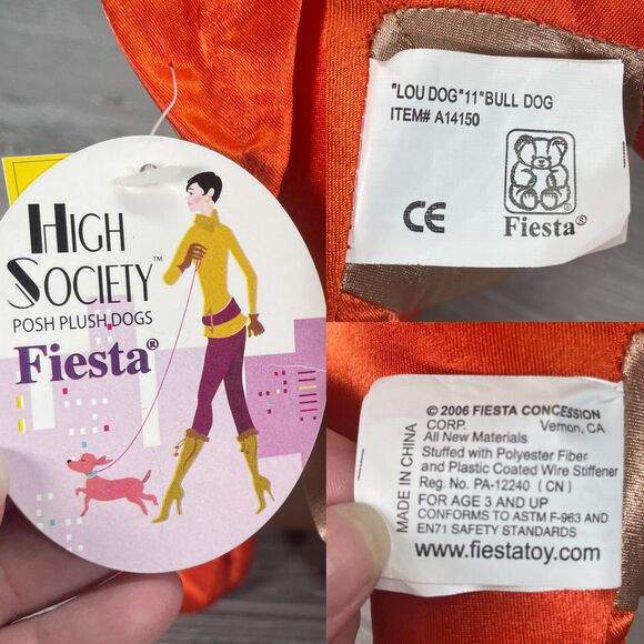 2006 Fiesta High Society Satin Posh Cat and Dog Plush Bulldog Siamese Poodle NEW - Picture 9 of 11